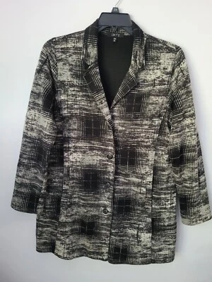 Comfy USA Jacket Blazer Size XL Button Front Black Gray Pockets EUC  - Image 1 of 4