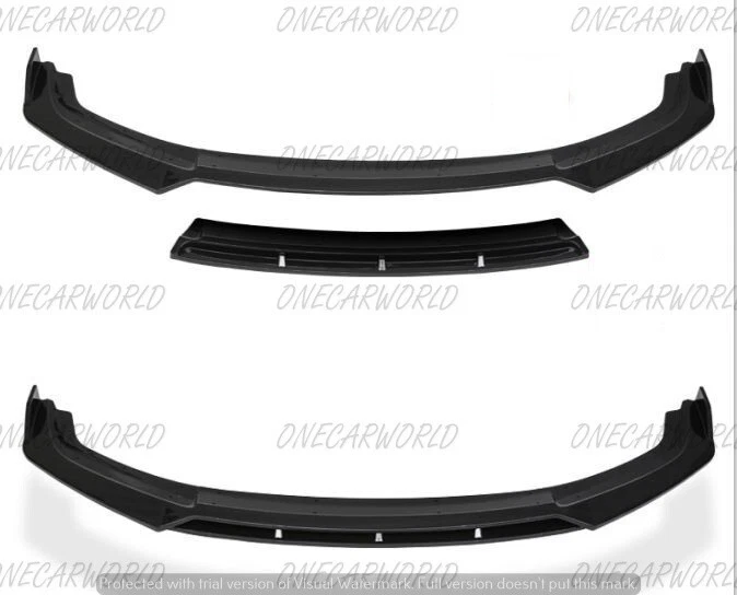 Honda Civic 10th Gen 2016-2020 One Piece Double Layer Front Lip Glossy Black - Image 1 of 4