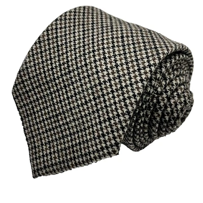 LL Bean Wool Blend Men's Necktie Classic Houndstooth Check Pattern 57" - Image 1 of 4
