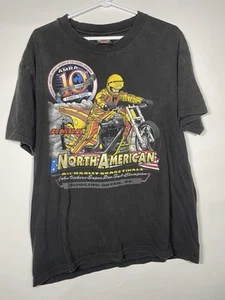 VTG 90s Tee AMRA Harley Davidson 1995 All Harley Drag Finals 1995 Large Black - Picture 1 of 9