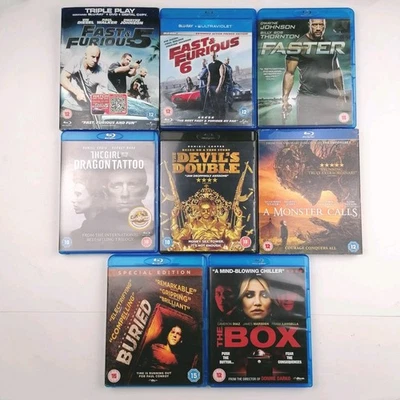 Blu-ray Mixed Films Lot 8 Movies Fast & Furious Girl with Dragon Tattoo Buried - Image 1 of 4