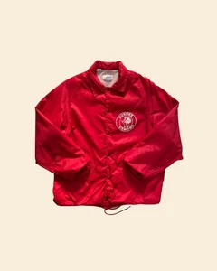 True Vintage 70s Dundee Demons Hockey Windbreaker Jacket Swingster Red Size L/XL - Picture 1 of 6