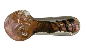 High End Heavy Duty Spoon Pipe  | Pink w/ Graphite Swirl | 5" - Picture 1 of 3