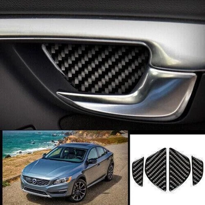 Para Volvo S60 V60 2012-2020 fibra de carbono interior porta tigela adesivo acabamento 4 peças - Imagem 1 de 4