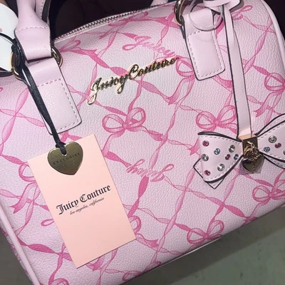 NUEVO Bolso Juicy Couture Rosa Gasa Precioso Lazo A Juego Pequeño Cremallera Alrededor VIRAL Foto 1 de 4