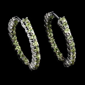 925 Sterling Silver Earrings Round Peridot 1.5mm Natural Gemstone Jewelry - Picture 1 of 13