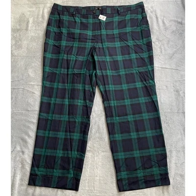 Talbots Holiday Trouser Pants 22W NWT Blue Green Plaid Christmas Wool Blend - Image 1 of 4