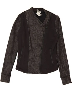 NEW BALANCE Womens Crop Tracksuit Top Jacket UK 10 Small Black Colourblock CT11 - Picture 1 of 3