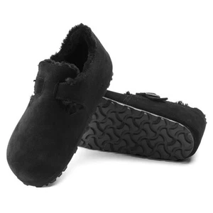 BIRKENSTOCK LONDON SHEARLING BLACK SCHUH AUS WILDLEDER UND LAMMPELZ - Picture 1 of 4