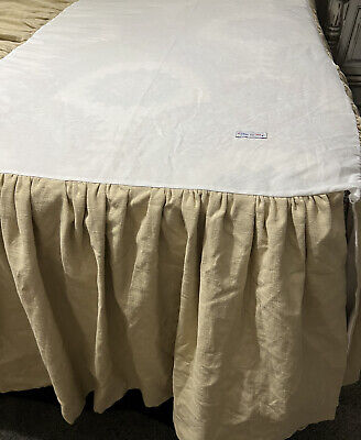 Baby Bed Gathered Crib Skirt Polka Tot Designs Luxury Boutique Ecru Flax Linen?  • 33.01$