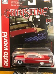 1/64 AUTO WORLD PANTALLA PLATEADA CHRISTINE AN EVIL 1958 PLYMOUTH FURY RESTAURACIÓN - Imagen 1 de 2
