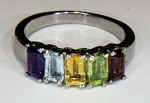 Size 6 Amethyst, Topaz, Citrine, Peridot Garnet 1.72 ct TGW Stainless Steel Ring - Picture 1 of 1