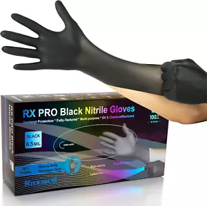 Heavy Duty Disposable Gloves Latex Free | 6.5 Mil Black Nitrile Gloves X-Large | - Picture 1 of 12