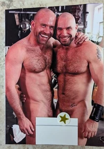 One handcraft blank 5 x 7 greeting card +env-nude smiling bros embracing! - Picture 1 of 1