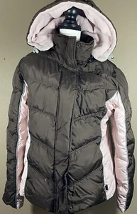 CHAQUETA PUFFER MARRÓN Y ROSA MARALYN AND ME CON CAPUCHA DESMONTABLE TALLA L - Imagen 1 de 9
