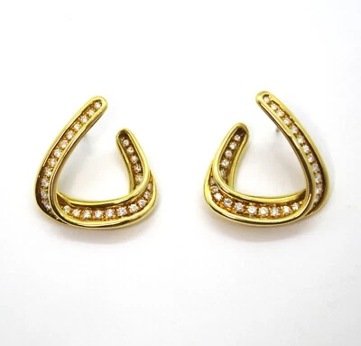 Orecchini in Oro Giallo 18k a Cerchio con Diamanti Taglio Brillante - Immagine 1 di 2