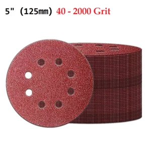 5" inch Hook and Loop Sanding Discs 8-Hole Orbital Sander Sandpaper 80-2000 Grit - Picture 1 of 9