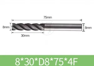 Nuovo 8x75mm per materiale grafite 70° acciaio tungsteno fresa rivestimento PCD - Foto 1 di 1