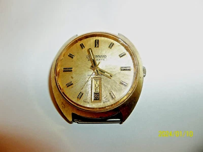 Reloj Pennard Lucien Piccard para hombre esfera dorada 17J Sunburst fecha día automático FUNCIONA Foto 1 de 3