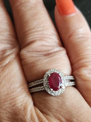 Anillo Colleen Lopez Plata 925 Rubí Birmano y Circón Talla 7 Nuevo sin Etiquetas  Foto 1 de 4