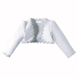 Girl Bolero Jacket Satin Open Front Satin Shrug Cardigan Cape Shawl Wedding - Picture 1 of 13