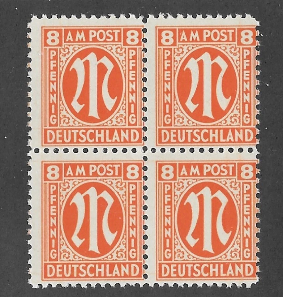 MNH block Scott #3N6a PF08 Allied Military Government 1945 German occupation - Image 1 of 1