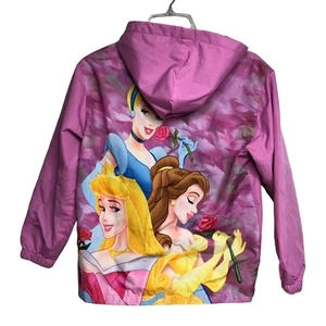 DISNEY Store Vtg Princess Girls Hooded Jacket Sz L Cinderella Belle Aurora - Picture 1 of 8