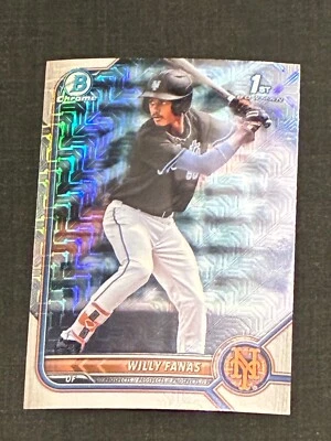 Willy Fanas 2022 Bowman Chrome Mojo Refractor 1st BowmanCard #BCP-196 NY Mets - Image 1 of 2