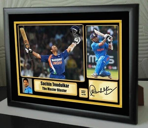 Sachin Tendulkar India Cricket A4 Framed Signed "Great Gift" "Great Gift" - Picture 1 of 2