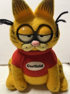 Vtg Mattel Grumpy Garfield Cat Pull String Talking 9” Plush 1983 Eyes Move - Picture 1 of 6