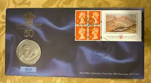Cubierta de moneda/sello - 50 cumpleaños de SAR el Príncipe de Gales - Moneda especial de £5 - Imagen 1 de 10