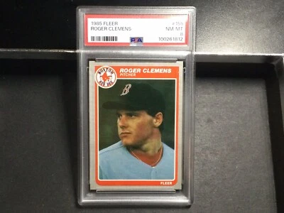 1985 Fleer #155 Roger Clemens Rookie Baseball Card PSA 8 Near Mint-Mint - Image 1 of 2