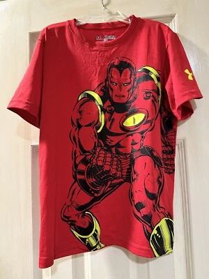 Under Armour Marvel - Iron Man Loose Fit Heat Gear T-shirt Top Boys Size Medium - Image 1 of 4