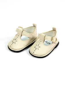 Puppenkleidung 18" Schuhe cremefarben Mary Jane passt amerikanische Mädchenpuppen - Bild 1 von 2