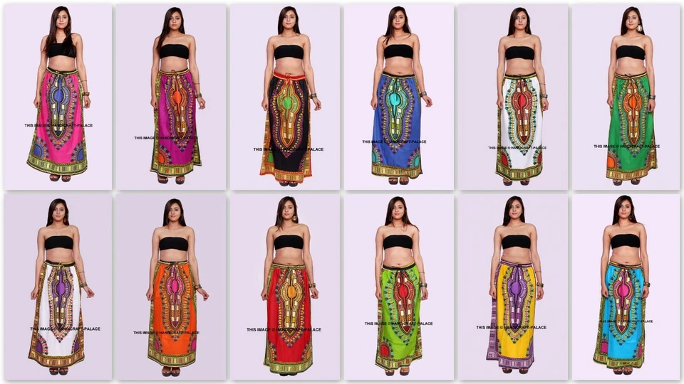 Wrap Skirts Dashiki Maxi wear African Wax Ankara Print Long Full Skirt Free Size - Image 1 of 1