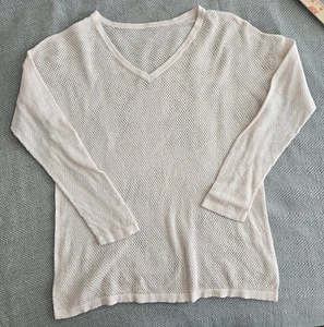 GAP Women's Pullover Sweater Knit White Size Large V Neck Collar - Picture 1 of 9