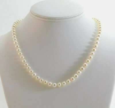 Cream Rose 6.3mm Knotted Pearl Strand 18" Necklace  RL0543 - Image 1 of 4