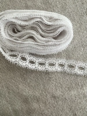 Bright White Embroidered Double-edged Ribbon Trim/Sewing/Crafts/Bridal/vintage - Image 1 of 4