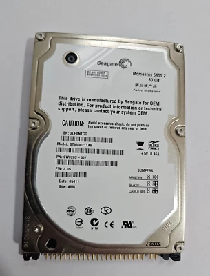 Seagate ST9808211A 80GB IDE 2.5" Momentus 5400.2 Hard Drive ST9808211AB 9W3283-5 - Image 1 of 2