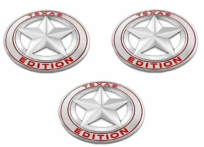 Tres CROMO/ROJO Edición Texas 3" Emblema Insignia Universal Stick PARA Tundra Tacoma Foto 1 de 4