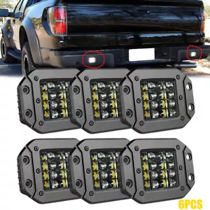 6PC 96W Flush Mount LED Pods Flood Spot Work Light Bar Offroad Backup Pickup 4WD - Foto 1 di 10