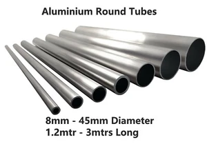 Aluminium Round Tube 8mm 10mm 12mm 16mm 20mm 22mm 25mm 28mm 30mm 35mm 40mm 45mm - Picture 1 of 4