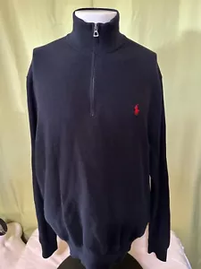 Suéter Polo Ralph Lauren Pima algodón negro 1/2 cremallera cuello XL - Imagen 1 de 4