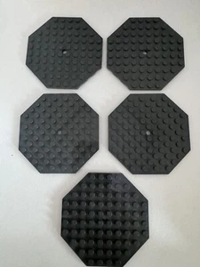 (5) LEGO Octagon Modified Baseplate With Hole Lot- Dark Gray- - Picture 1 of 2