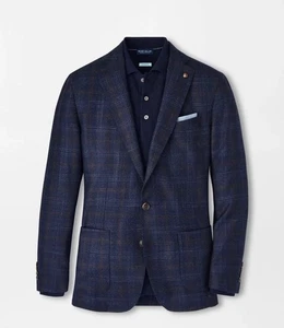 PETER MILLAR Men's Windham Plaid Navy Sport Coat Wool Blend Blazer Size 40R NWT - Picture 1 of 7