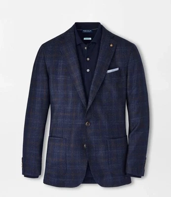 PETER MILLAR Men's Windham Plaid Navy Sport Coat Wool Blend Blazer Size 40R NWT - Image 1 of 4