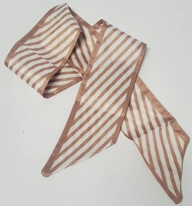 Bufanda/Corbata para el Pelo/Cartera Mango Corbata Bronceado y Crema Extremo Cónico Diagonal Rayas Poliéster - Imagen 1 de 4