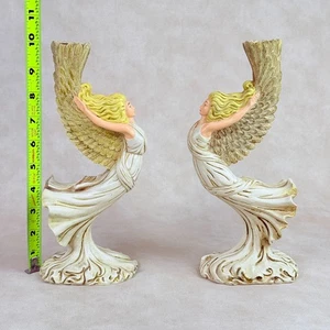 Vintage Angel Candle Holders in a Unique Pose 10" Tall - Picture 1 of 7