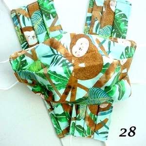 3 BABY SLOTH & UNICORN MASKS HANDMADE COTTON PLEATED EAR LOOPS LINED #28 - Picture 1 of 3