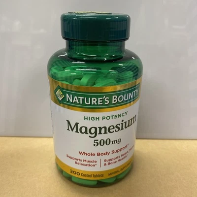 1X Nature's Bounty Magnesium Supplements 200 Count 500mg/Exp.Read Description - Image 1 of 4